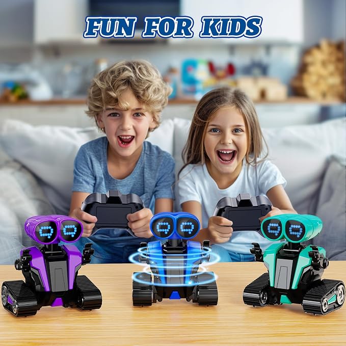 MindPal Robot Toys for Boys Girls with Auto-Demonstration Robots for Kids Remote Control Rechargeable Emo Robot with LED Eyes Age 3 Years and Up Green