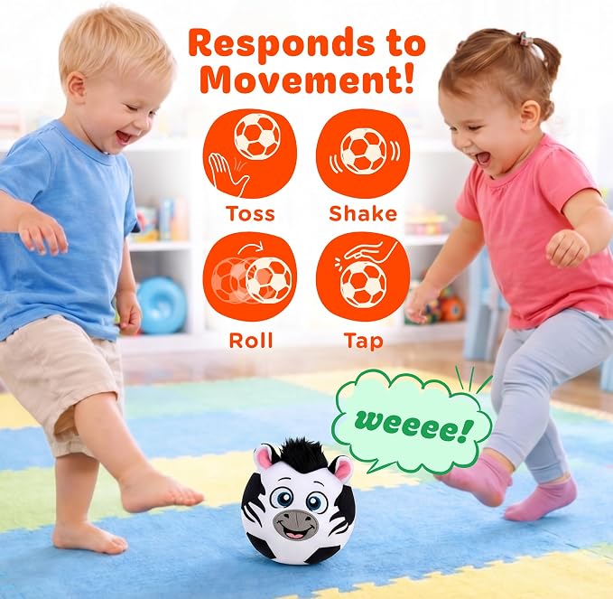 Move2Play, Hilariously Interactive Toy with Music & Sound Effects for Boy & Girl | Ball for Toddler & Baby | 6, 12, 18+ Months | 1, 2, 3+ Year Old