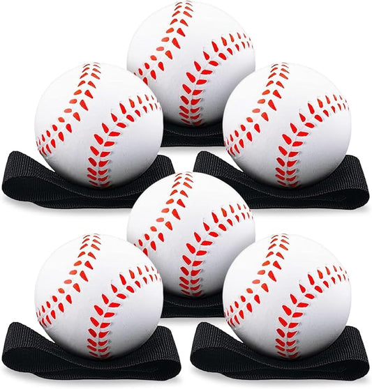 Playbees Reactive Practice Baseballs (6 Pack) – Wrist Return Training Balls for Hand-Eye Coordination – Portable Kids Outdoor Activity & Skill Trainer – Great Birthday Gift or Party Favor