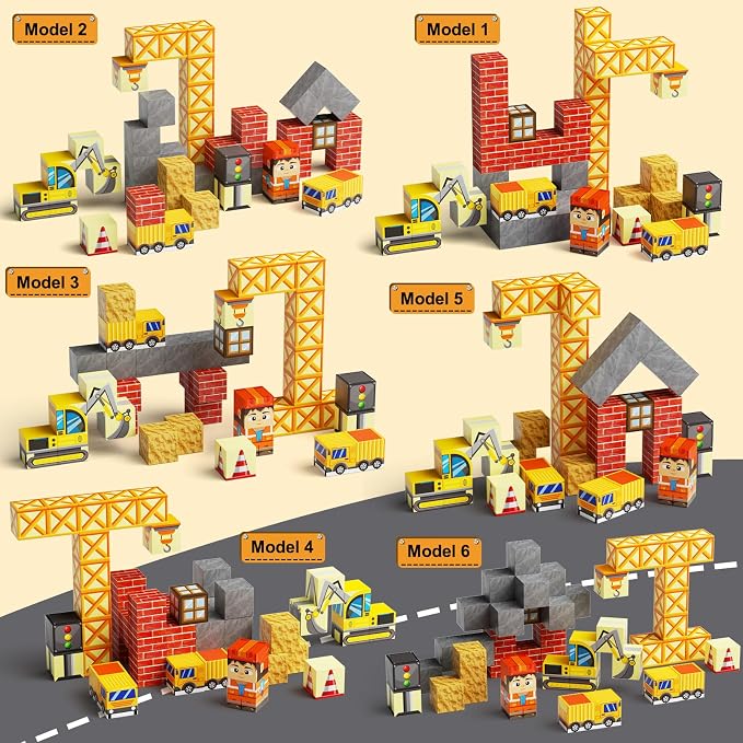 49PCS Mini Magnetic Building Blocks for Kids Ages 3-8 | STEM Educational Travel Toys with Portable Iron Storage Box | Construction Learning Gift for Toddlers, Boys & Girls