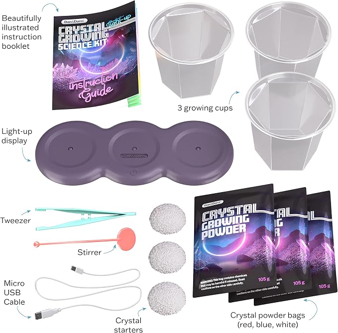 Light-up Crystal Growing Kit for Kids - Science Kits for Kids Age 8-12 - 6 7 8 9 10 Year Old Boy Birthday Gifts - Gifts for Girls - STEM Toys for 7 Year Old Boys, Experiment Crafts for Age 10-12 Years