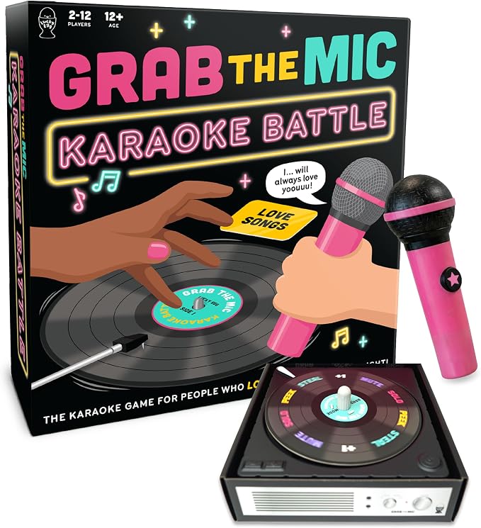 Lucky Egg Grab The Mic Karaoke Battle Game – Fast-Paced Singing Party Game with Spinning Record Timer - Singing Game for Teens & Adults | Fun Game Night for 2–12 Players (Ages 12+)