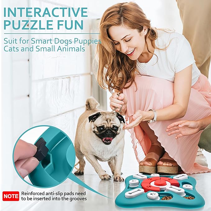 PETSTA Dog Puzzle Toys, Treat Dispensing Dog Enrichment Toys for IQ Training and Brain Stimulation, Interactive Mentally Stimulating Toys as Gifts for Puppies, Cats, Dogs
