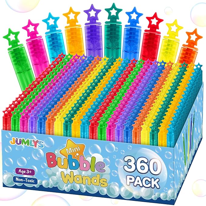 480 Pcs Mini Bubble Wands in 10 Colors, Bulk Party Favors for Kids, Themed Birthday, Christmas, New Year, Valentine, Carnival, School Classroom Prizes for Boys & Girls, Ideal Goodies Bags Stuffers