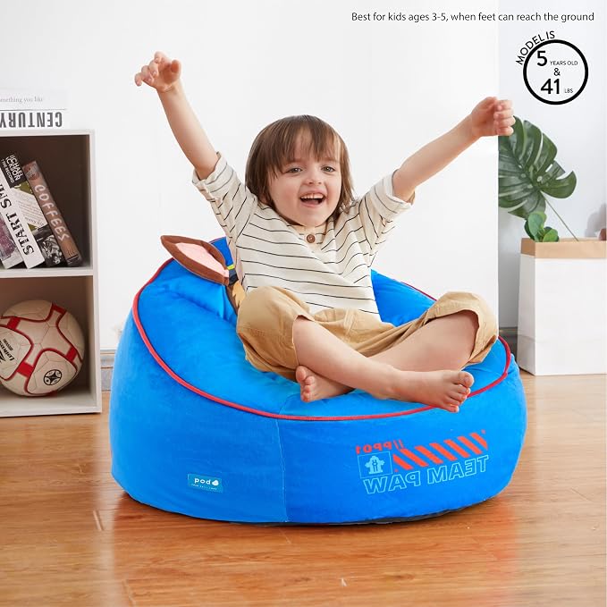 Idea Nuova Paw Patrol Chase Hillside by pod Plush Kids Bean Bag Chair, 24" Wx24 Dx17 H