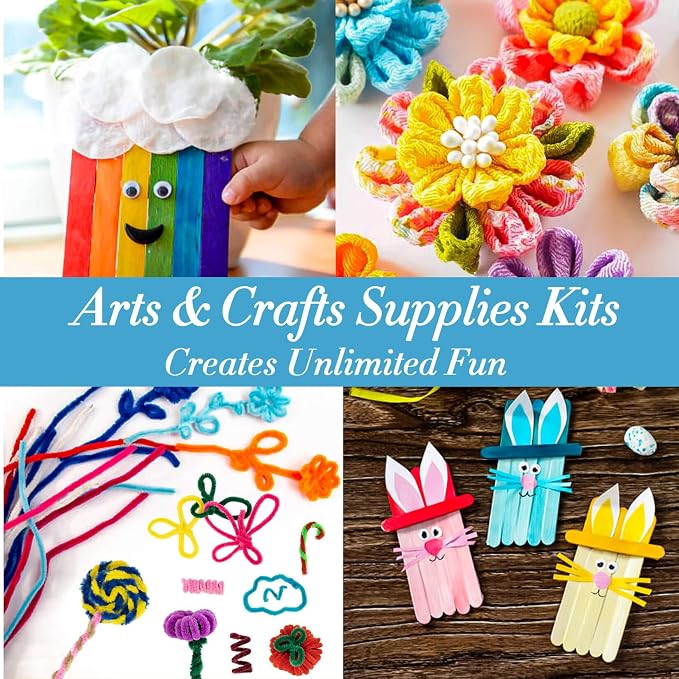 RAINFLOW 1700+ Arts & Crafts Supplies - Craft Kit,Supplies & Materials Set for School,Classroom,Family, Party, DIY, Art Creation, Holiday Decoration
