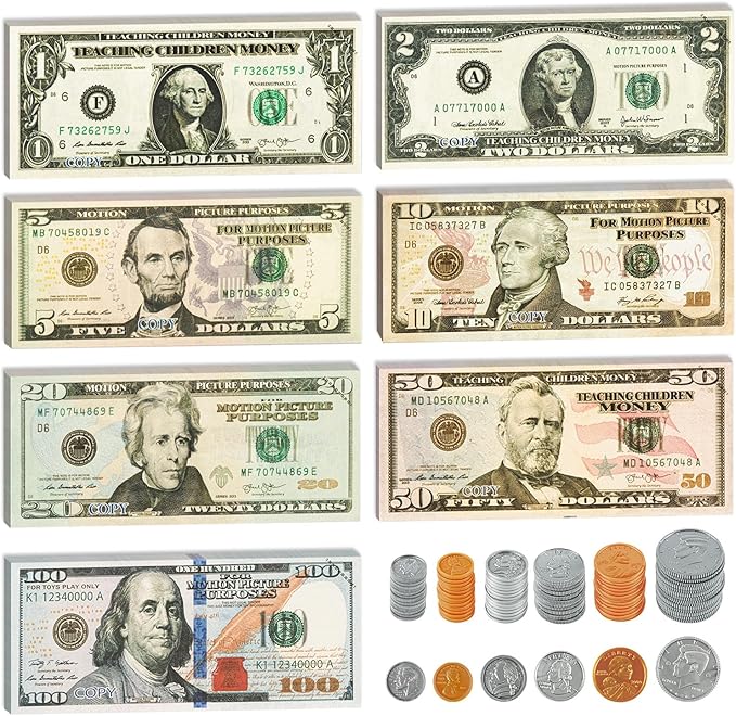390 Pcs Play Money Kids Set, Number Learning Play for Kids teachingToys, Ages 3 and Up Kid Education Develop Early Math Skills, Birthday Gift Preschool Games for Boys & Girls
