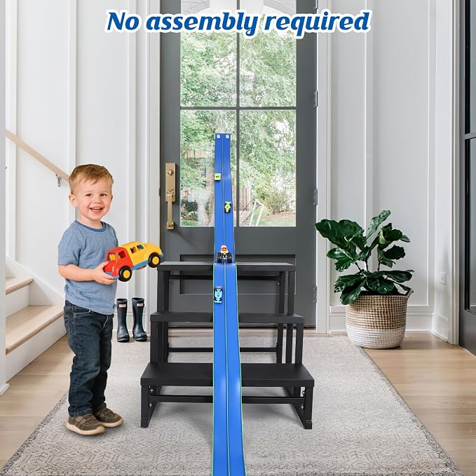 Flexible Race Car Track 15 Ft Starter Set with Suction Cups Compatible with Diecast 1/64th Car for Ages 3 & Up Track Long Rolls Up Portable Racetrack
