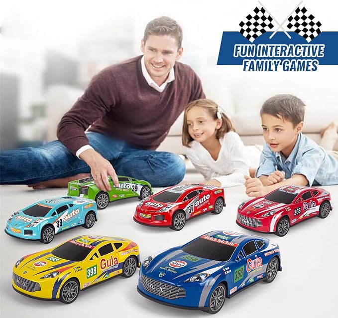 Race Toy Cars for Toddler Boys Girls 7 Inch Friction Powered Trucks for Kids Ages 3 4 5 6 7 8 Years Old Stocking Stuffers for Kids - 6Pack