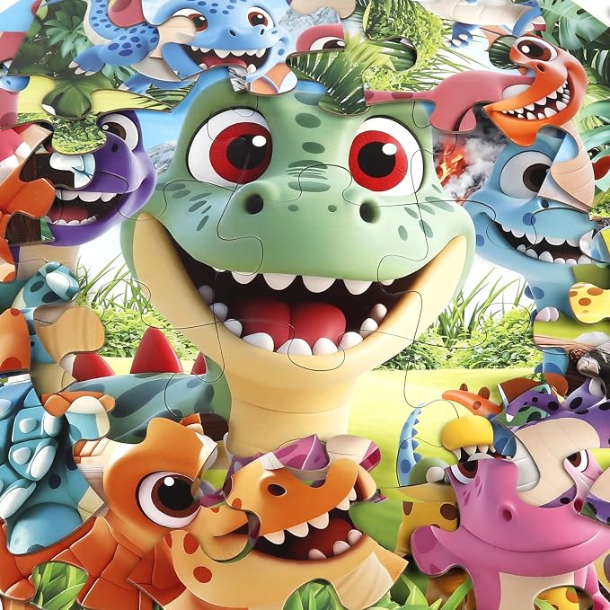 Jumbo Floor Puzzle for Kids Ages 4-6,48 Piece Cartoon Dinosaur Large Jigsaw Puzzles,Learning Toys for Toddlers Ages 3-5,Children Homeschool Educational Easter Gift for Boy Girl Ages 4-8