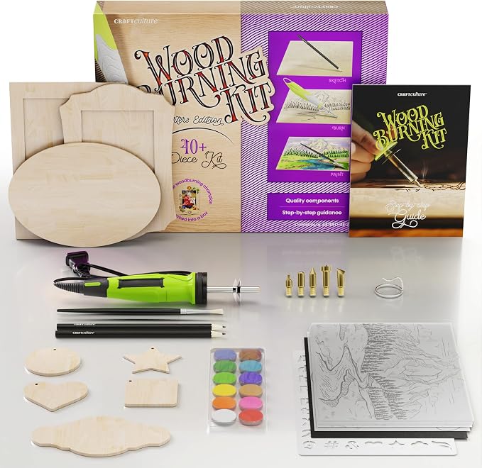 Craft Culture Beginners Wood Burning Kit for Kids, Teenage Boys & Girls - Easter Gifts for Boy & Girl - Craft Projects Birthday Gift Idea for Children Teen Woodburning DIY Hobby Kits Art Activities