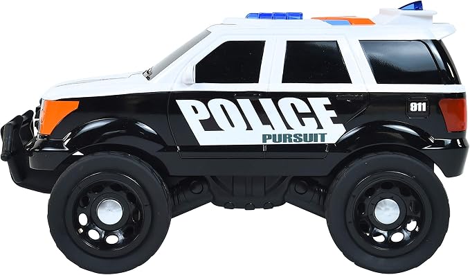 Sunny Days Entertainment Maxx Action 12’’ Large Police Car Toy – Siren Sounds and Bright Lights | Motorized Drive and Soft Grip Tires | Rescue SUV Patrol Vehicle for Kids 3-8