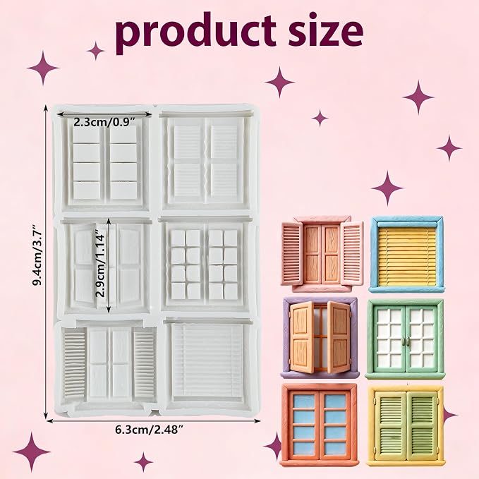 Window Polymer Clay Mold Window Frame Silicone Molds for DIY Crafts Epoxy Resin Casting Air Dry Polymer Clay Plaster Jewelry Making