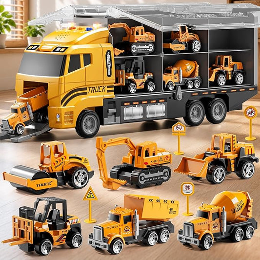 Carrier Truck Toddlers Toys for 3 4 5 6 7 Years Old Boys, Toy Truck Transport Car & Die-Cast Car and Play Mat, Construction Toys Birthday Gifts for Kids 3 4 5 6 7 8+ Years Old Boys Girls