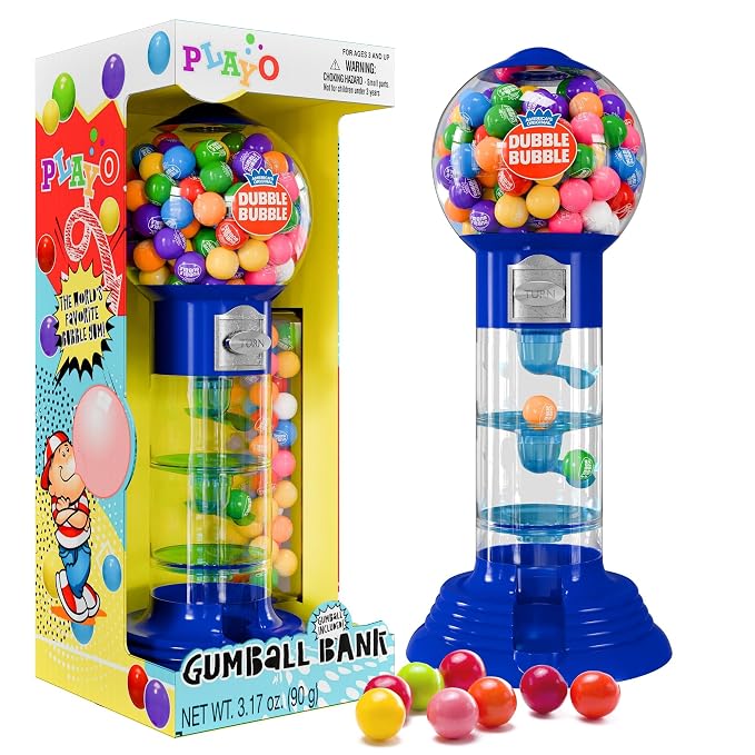 Playo 10.5" Gumball Machine for Kids, Spiral Style Candy Dispenser for Gifts, Parties or Events - Bubblegum Machine w/Gumb Balls Included