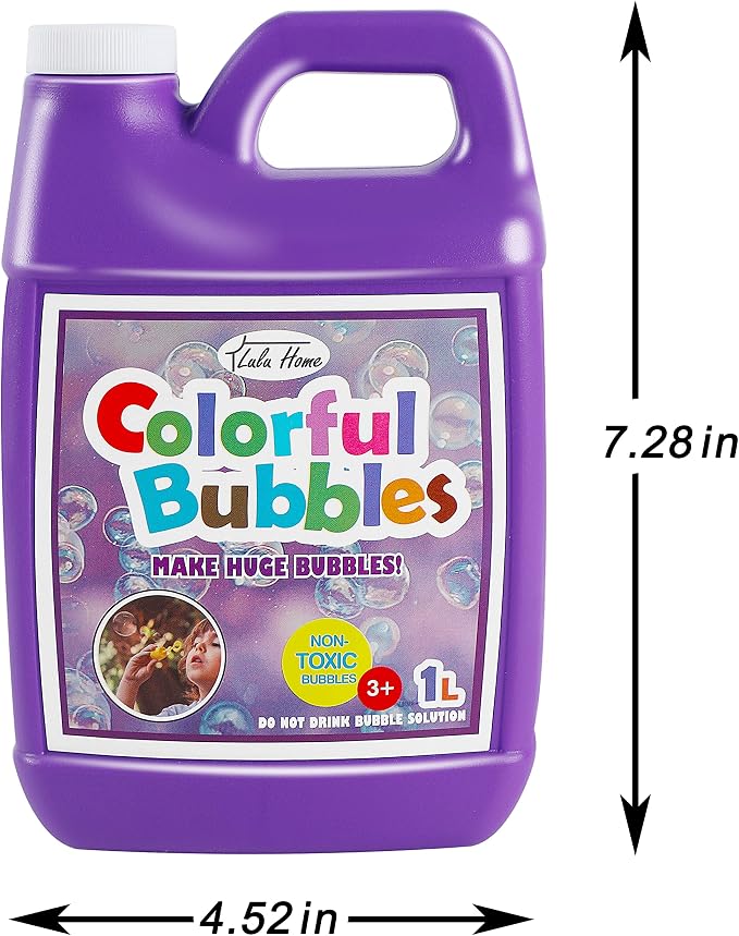 Lulu Home 2 Packs Bubble Concentrated Solution, 1 L/ 33.8 OZ Bubble Refill Solution for Kids Bubble Machine, Giant Bubble Wand, Bubble Blower Toys, Birthday Party Favors (Purple Bottle)