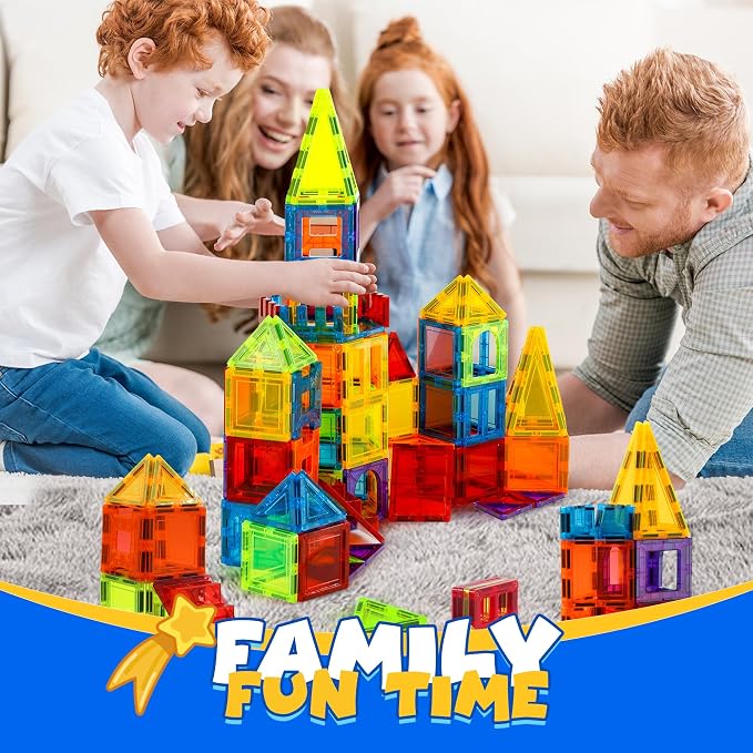 Magnetic Tiles, 131PCS Magnetic Blocks Set Including 2 Cars, Learning Magnetic Building Blocks Sets, Educational Magnets Tiles Toys Boys Girls Kids Ages 3 4 5 6 7 8 9+ Year Old