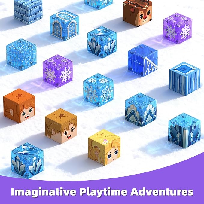 Magnetic Blocks, 48PCS Magnetic Building Cube Set for Kids Ages 3+, Constructions STEM Stacking Tiles Toy Building Birthday Gifts for Girls