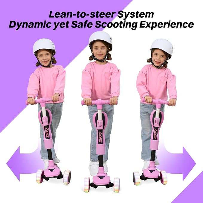 JOVA ZIFFY 2-in-1 Toddler Scooter with Seat, 3 Wheel Scooter for Kids 3-5 6-12, Foldable Light-Up Kid Scooters for Boy Girl 110 Lbs, Anti-Slip Deck, 3 Adjustable Height Handlebar, Kids Riding Toys
