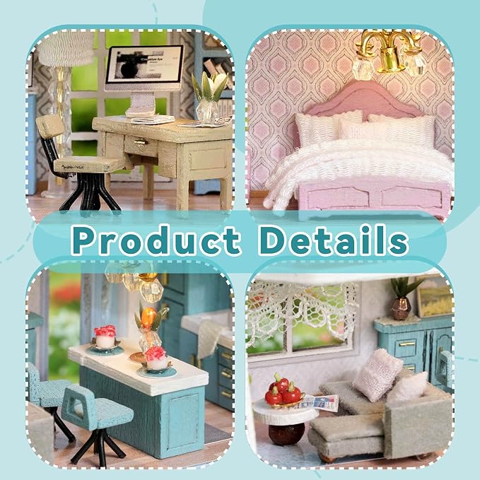 Flever Dollhouse Miniature DIY House Kit Creative Room with Furniture for Romantic Valentine's Gift (Molan House)