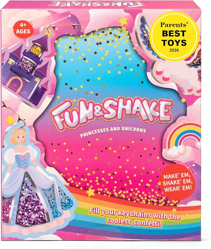 BoxNoble Shake-its Glitter Craft Kits, DIY Art Kit for Kids - Fun Shake Art Supplies, Creative Arts and Crafts Activity Gifts for Girls & Boys Ages 4 5 6 7 8 9 (Unicorns & Princesses)
