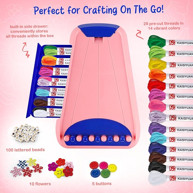 CEUCAL Bracelet Making Kit for Girls - Friendship Bracelet Kit - Birthday Gifts for Ages 6 7 8 9 10 11 12 Year Old Girl, Arts and Crafts for Kids Ages 8-12 Teen String Bracelets DIY Maker
