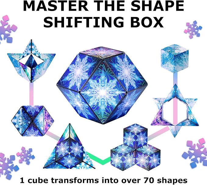 Shashibo Sensory Fidget Toy for Adults & Kids, Stress Relief Fidget Toy for Adults, Teens & Kids, Cool Fidget Toys for Desk, Classroom Must Have, Sensory Shape Shifting Cube, 100+ Possible Shapes