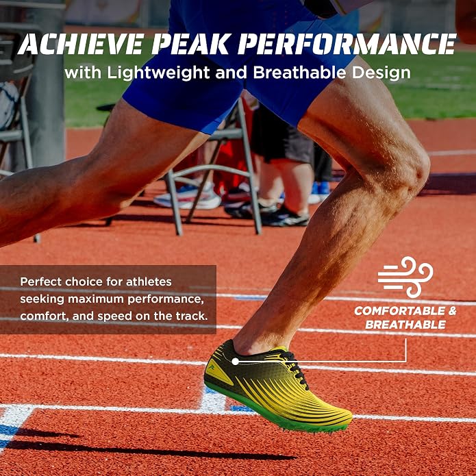 RUNIC Track & Field Shoes for Men, Women & Kids – Pro Running Spikes for Sprint, Race & Training – 7 Spikes + Extra Spikes & Wrench (US Men Size)