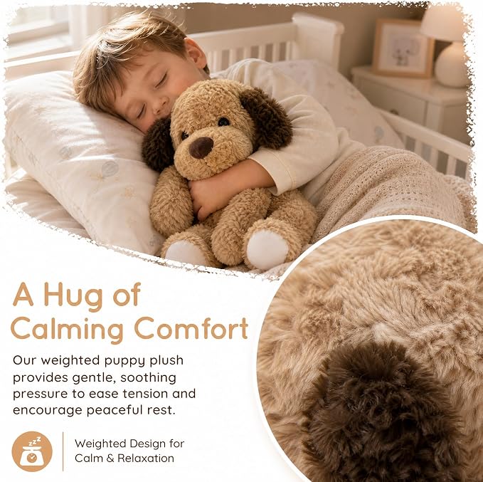 Dog Plush Dog Toy 18 Inch, 2.6 lbs – Brown Weighted Stuffed Animal Dog– Ultra-Soft Plush, Durable Design, Suitable for Kids & Adults – Cozy Comfort Companion