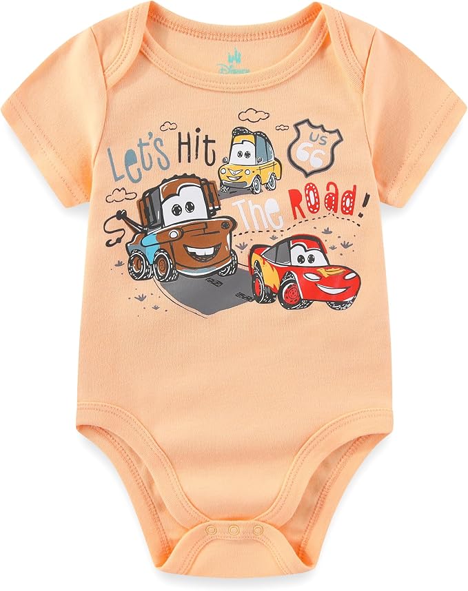 Disney Baby Toy Story Mickey Mouse Cars Winnie the Pooh Boys 3 Pack Bodysuit Creeper for Newborn and Infant