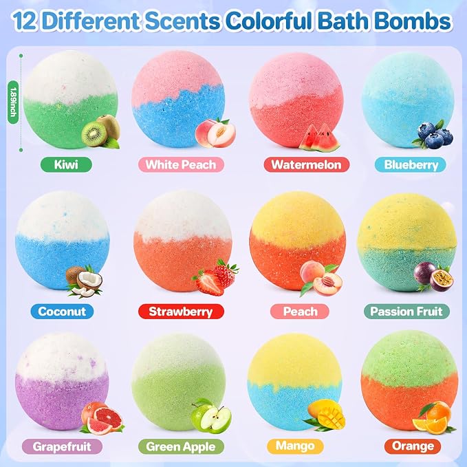 Bath Bombs for Kids with Surprise Inside, 24 Pack Kids Bath Bombs with Toys Inside Gift Set, Kid Bubble Bath Fizzy for Girls Boys with Bath Toys (Blue Edition)