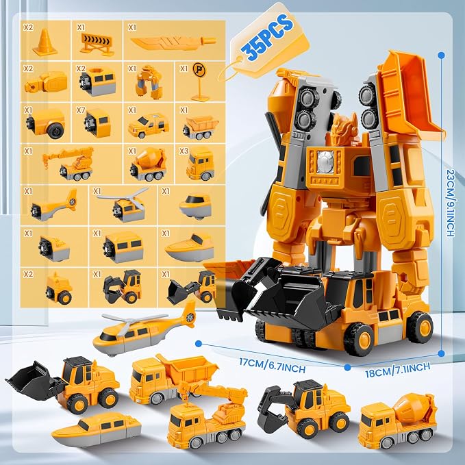 Magnetic Building Blocks STEM Transform Engineering Car Toys | Ages 3-8, Montessori Sensory Educational, Autism-Friendly, Creativity-Igniting