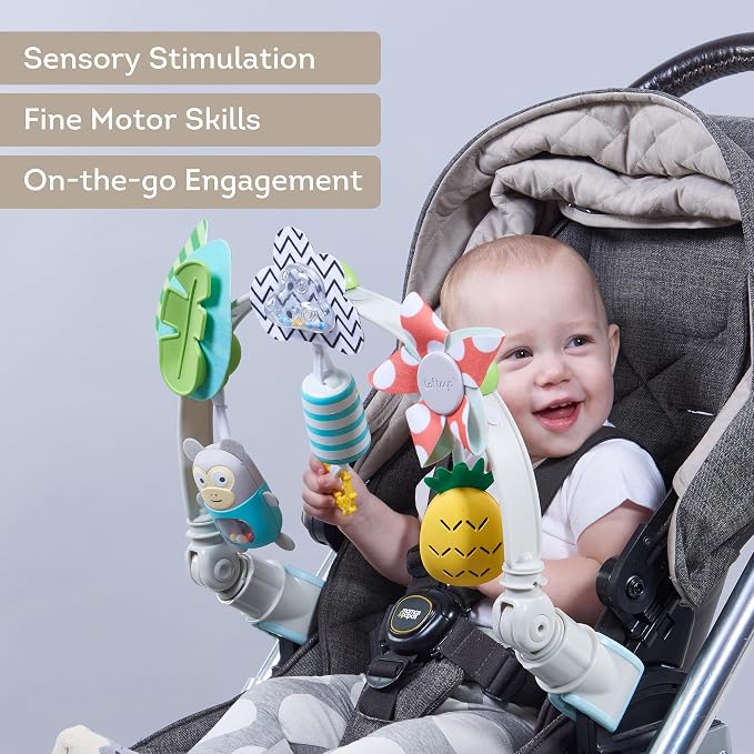 Taf Toys Tropical Baby Stroller Arch Toy, Car Seat Toys, Adjustable Arch Bassinet Toys for Infant Toddler, Hanging Toys for Stimulating Senses & Motor Skills, Fits Cribs, Baby Bouncers 0-18 Months