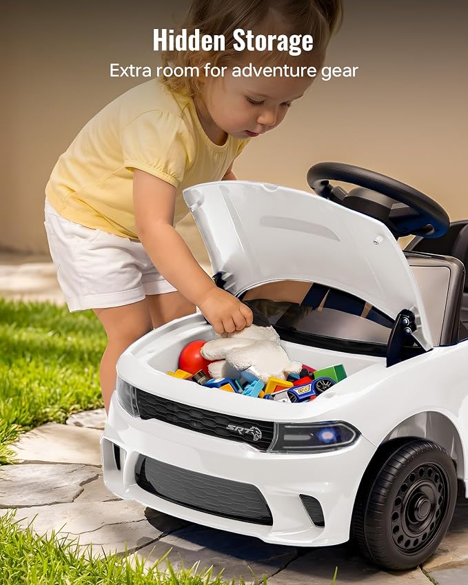 Licensed Dodge Ride on Push Car for Toddlers 1-3 Years with Handle & Music