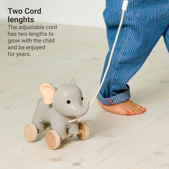 Little Big Friends Pull Toy for Toddlers | Soft Walking Toy with Adjustable Cord | Easy-to-Clean Developmental Toy | Vincent The Elephant