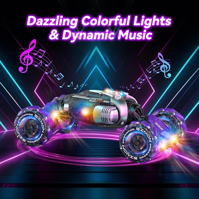 Nicella Gesture Sensing RC Stunt Car, Remote Control Cars Transformer Toys for Age 5-7 6-12 8 9 10 11 Yr Boys Girls Birthday Halloween, 2.4Ghz Hand Control 360° Rotating Toys Car