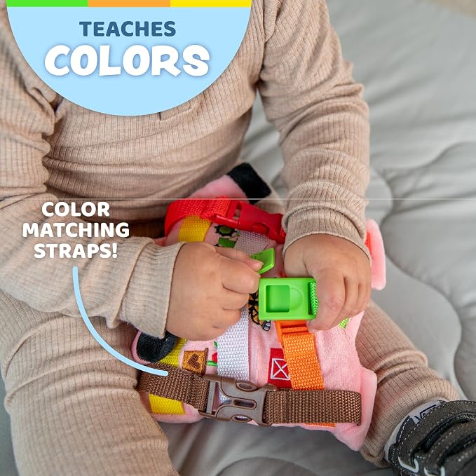 Buckle Toys - Boink Pig - Learning Activity Toy - Develop Fine Motor Skills - Compact Travel Size - Perfect Calming Sensory Toys