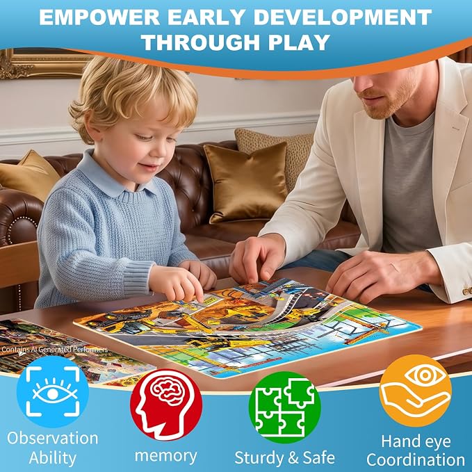 100 Pieces Puzzles for Kids Ages 4-8, Bulldozer Educational Kids 100 Piece Puzzle, Children Jigsaw Puzzles Kids Puzzles, Educational Learning Puzzle Toys for Girls and Boys