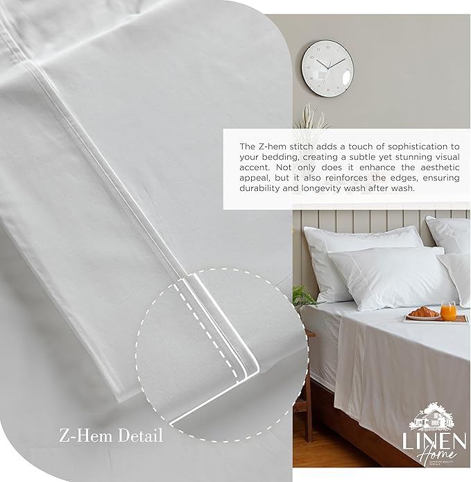 Linen Home 2-Pack King Sheet Set, 100% Cotton Percale Bedding, 8-Piece Value Bundle, Deep Pocket Cooling Bed Sheets for Hot Sleepers, Breathable & Crisp Hotel Quality, Long-Staple Cotton, White