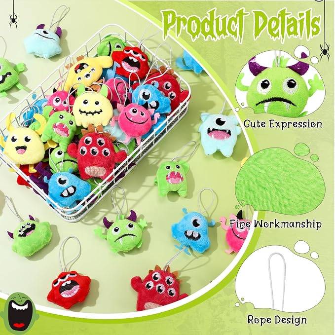 Libima 90 Pcs Mini Plush Keychain Small Stuffed Devil Bulk Cute Mini Stuffed Animals Keychains Set for Carnival Birthday Party Favor Back to School Gift