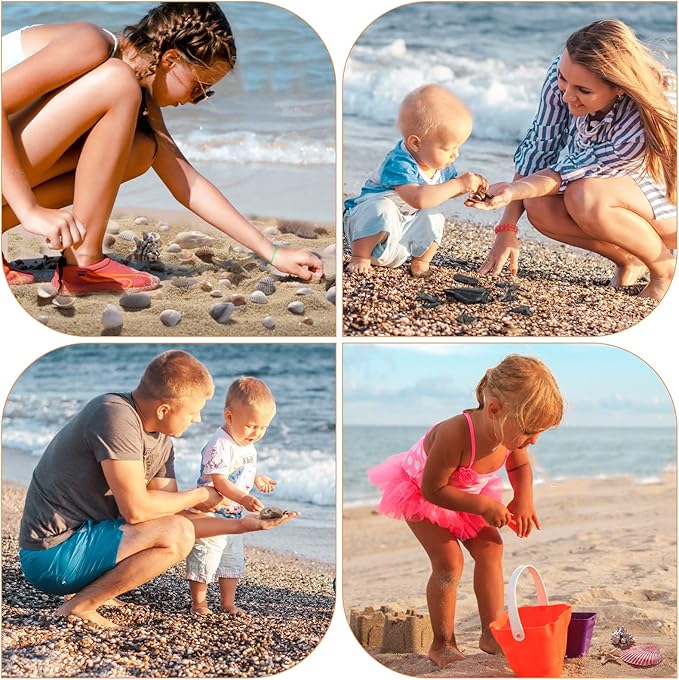 Vodolo Beach Mesh Shovel with Mesh Beach Bag for Shell Collecting, Kids Filter Sand Scooper for Picking Up Shells, Shark Tooth Sifter Dipper for Boys and Girls, Toy