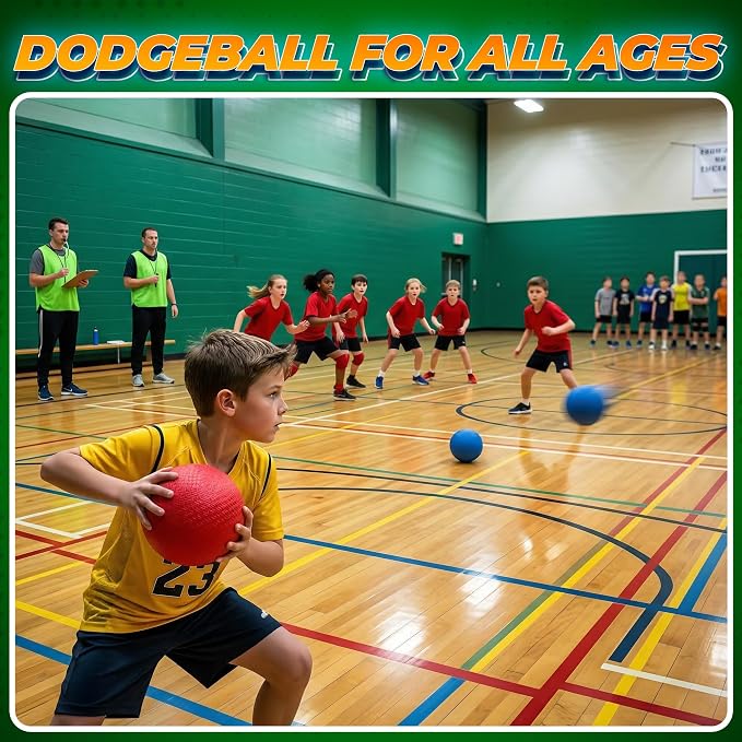 7 Inch Red & Blue Dodgeball Set - (2-Pack) with Pump - Kickball Playground Balls for Kids - Gym Sports Balls for Dodgeball, Four Square, PE, Recess & Backyard Games