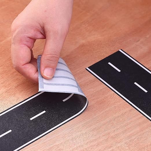 RECER Black Track Tape,Toy Car Tape Track for Kids,Race Cars Decorations for Kids Birthday Party (2 Rolls, 4" x 33')