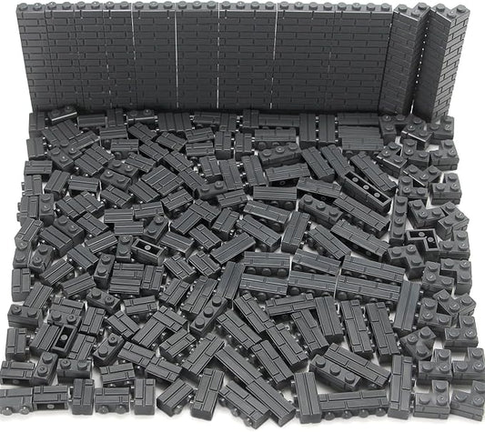 Masonry Bricks Set - Compatible with Major Brands Building Blocks, 260 Pieces Bulk 1x2 1x3 1x4 and Corner Bricks for DIY Wall House Construction (Dark Gray)