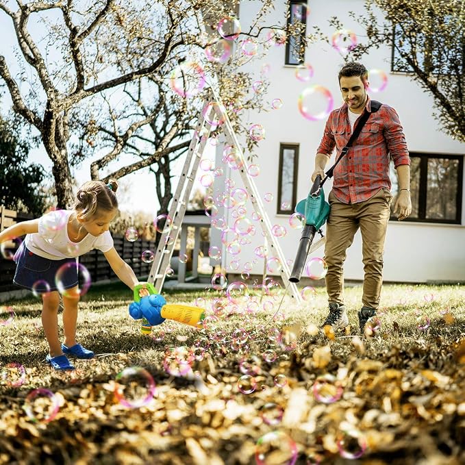 Duckura Bubble Leaf Blower, Outdoor Bubble Machine for Kids Ages 3+ | Ages 3+, Outdoor Summer Play, Easter Birthday Gift for Boys Girls, Party Favor, 3 Bubble Solutions ,