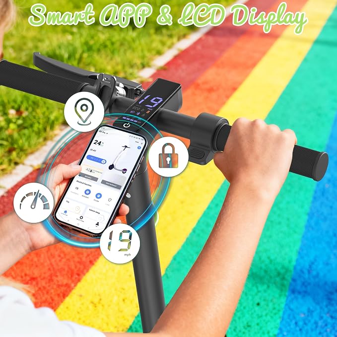 Electric Scooter for Kids Aged 6-10, 350W Motor, 19 Mph Speed & 15 Miles Range, 8.5" Solid Tires, Lightweight Foldable Scooter with Dual Braking System, Max Load 265LBS