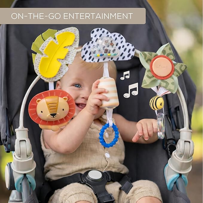 Taf Toys Savannah Baby Stroller Arch Toy, Car Seat Toys, Adjustable Stroller Toy with Hanging Sensory Activity Toys, Fits Bassinets, Cribs, Baby Bouncers, Infant Toys for Boy Girl 0-18 Months