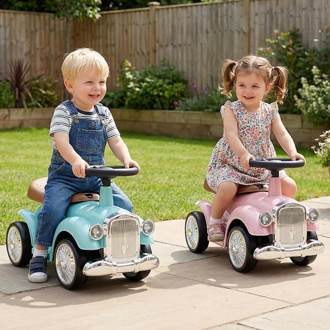 Costzon Ride On Push Car for Toddlers, Classic Kids Foot-to-Floor Sliding Car With Steering Wheel, Horn & Under Seat Storage, Ride On Toy for Boys Girls 18-36 Months (Pink)