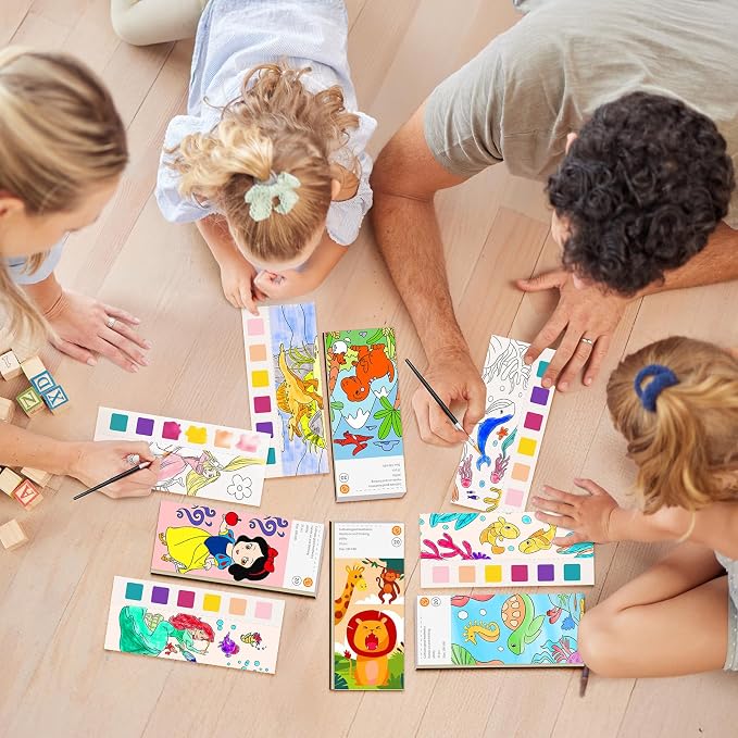 ZHOC Paint with Water Coloring Books for Kids, Pocket Mess Free Watercolor Painting Sets for Kids Ages 3 4 5 6 7 8+, Water Color Paint Set Arts and Crafts Gift for Boys Girls, Animals and Dinosaur