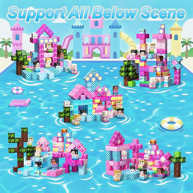 Magnetic Blocks for Girls, 100PCS 0.8inch Magnetic Building Blocks, Magnetic Cubes Sensory Toy for STEM Constructions Magnetic Blocks for Kids Ages 3 4 5 6 7 8 +, Girls Birthday Gifts